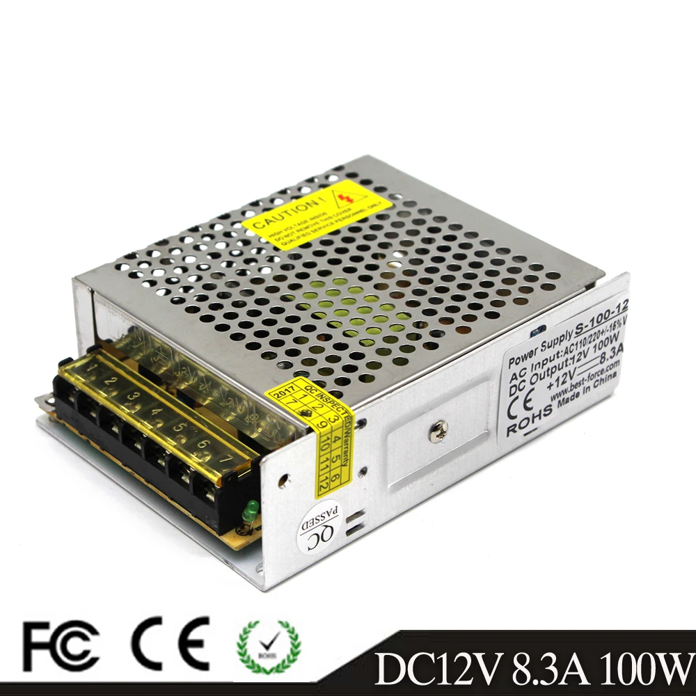 Выключатель питания DC12V 8.3A 100 Вт трансформатор драйвера 110 В 220 AC DC 12 адаптер для