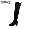 Botas casuales por encima de la rodilla para mujer zapatos de invierno para mujer plataforma de punta redonda tacones altos bombas botas de nieve calientes zapatos mujer W90 ► Foto 3/6