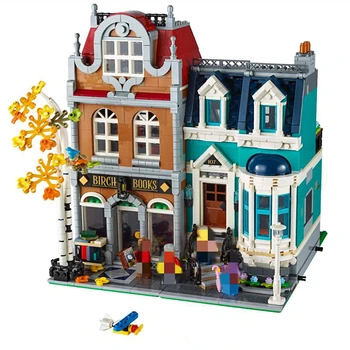 

IN STOCK Bookshop with light 10201 2524Pcs Creator City Street View Model Building Kits Blocks Bricks Toys Children Gift 10270