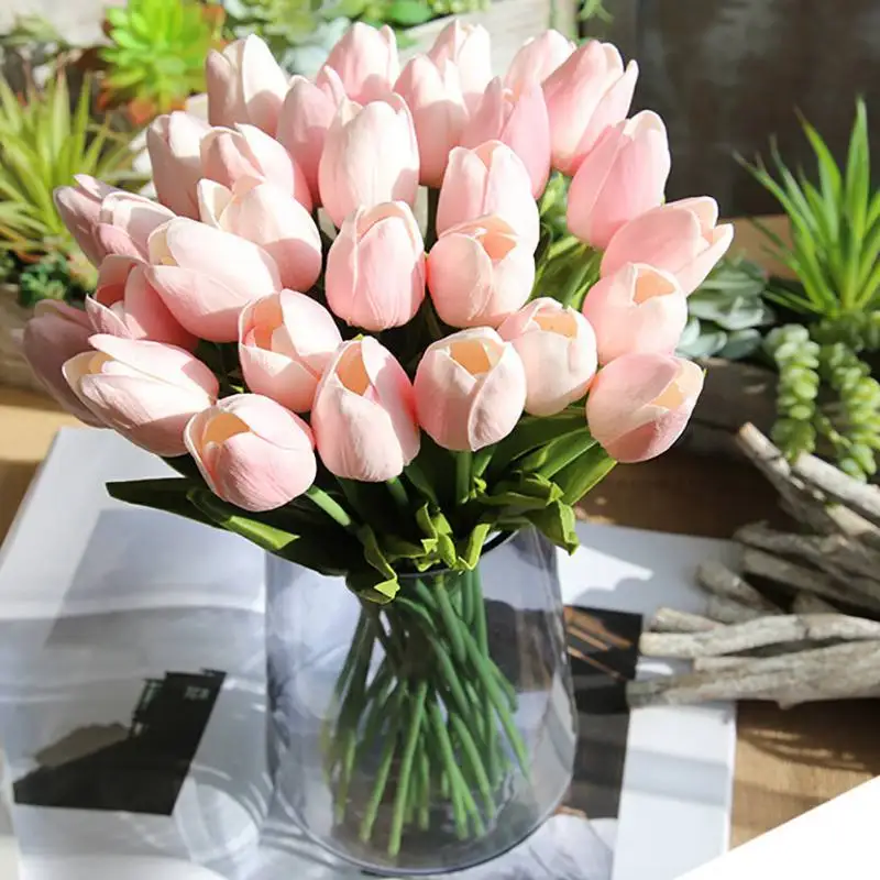 

1/21PCS/LOT tulip flower real touch wedding flower bouquet artificial silk flowers for home party decoration