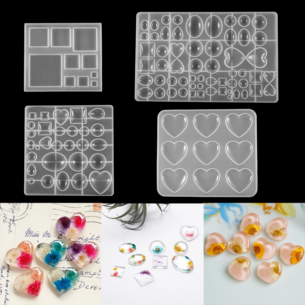1pcs UV Resin Heart Square Half Ball Silicone Mold Pendant Epoxy Resin For DIY Jewelry Making Finding Tools Supplies Accessories heart laser holographic silicone mould epoxy resin mobile bracket mold for diy handmade phone holder making supplies accessories