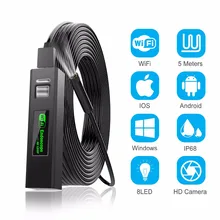Endoscópio câmera sem fio endoscópio 2.0 mp hd borescope cabo de cobra rígida para ios iphone android samsung smartphone pc