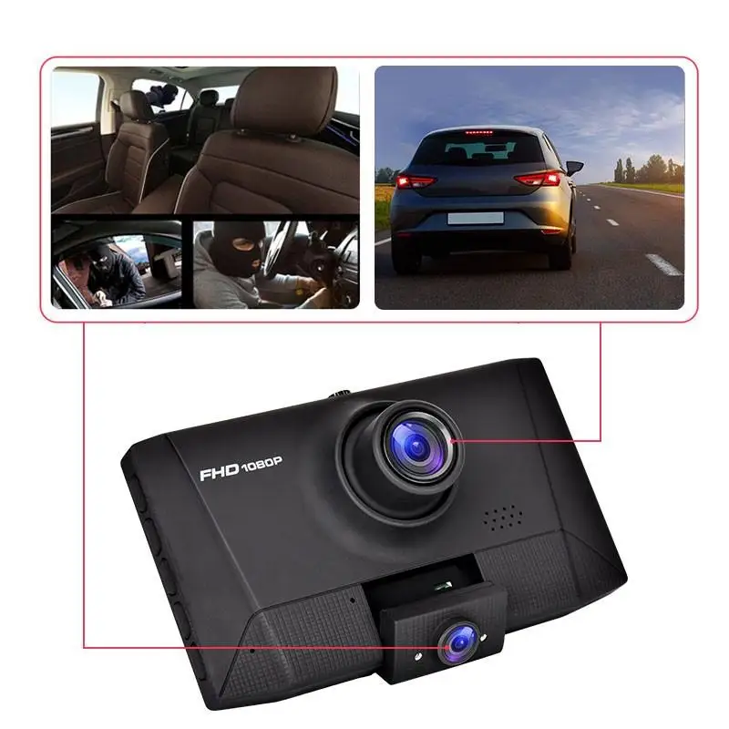 170 градусов угол обзора Dash Cam Автомобильный видеорегистратор камера видео рекордер двойной объектив регистратор 3 в 1 HD 1080P Dashcam 4 дюйма Новинка