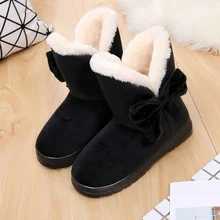 1 пара; женские зимние ботинки; Теплая обувь с бантом; Плюшевые Нескользящие зимние ботинки; BB55