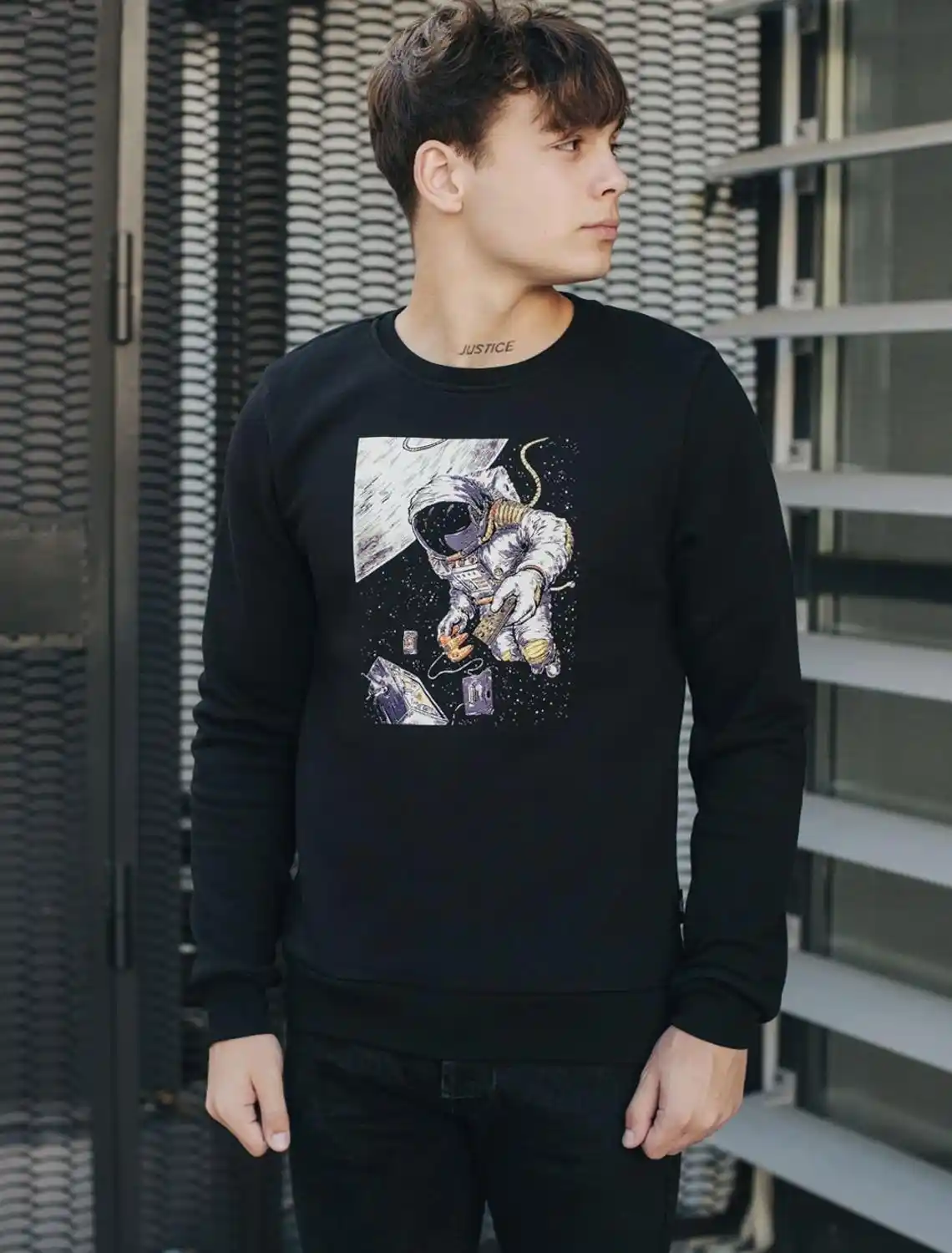 thick black sweatshirt