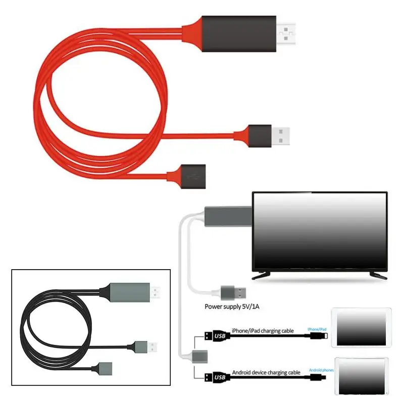 Универсальный зеркальный кабель HDMI телефон к телевизору HD tv 1080p для iPhone/iPad/Android HDMI type-C адаптер D3R7