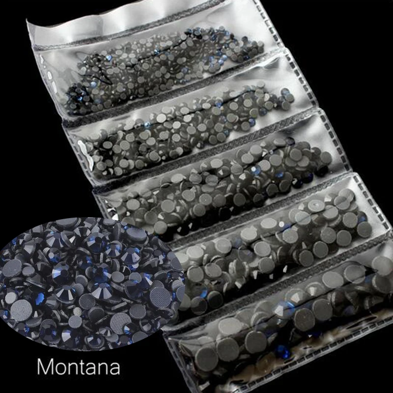 Montana Отличные блестящие стразы 1200 SS6-SS30 разных размеров, стразы для горячей фиксации, цветные стеклянные клеевые Стразы для одежды - Цвет: Montana