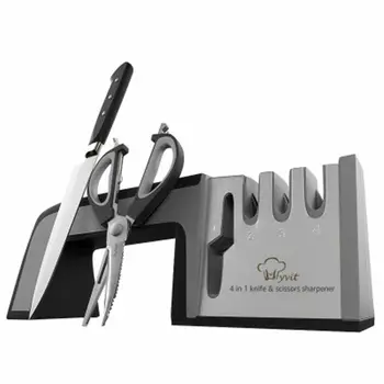 

Four-in-one stainless steel sharpener Four-segment hand-held quick sharpening stone rod can grind scissors anti-slip hand