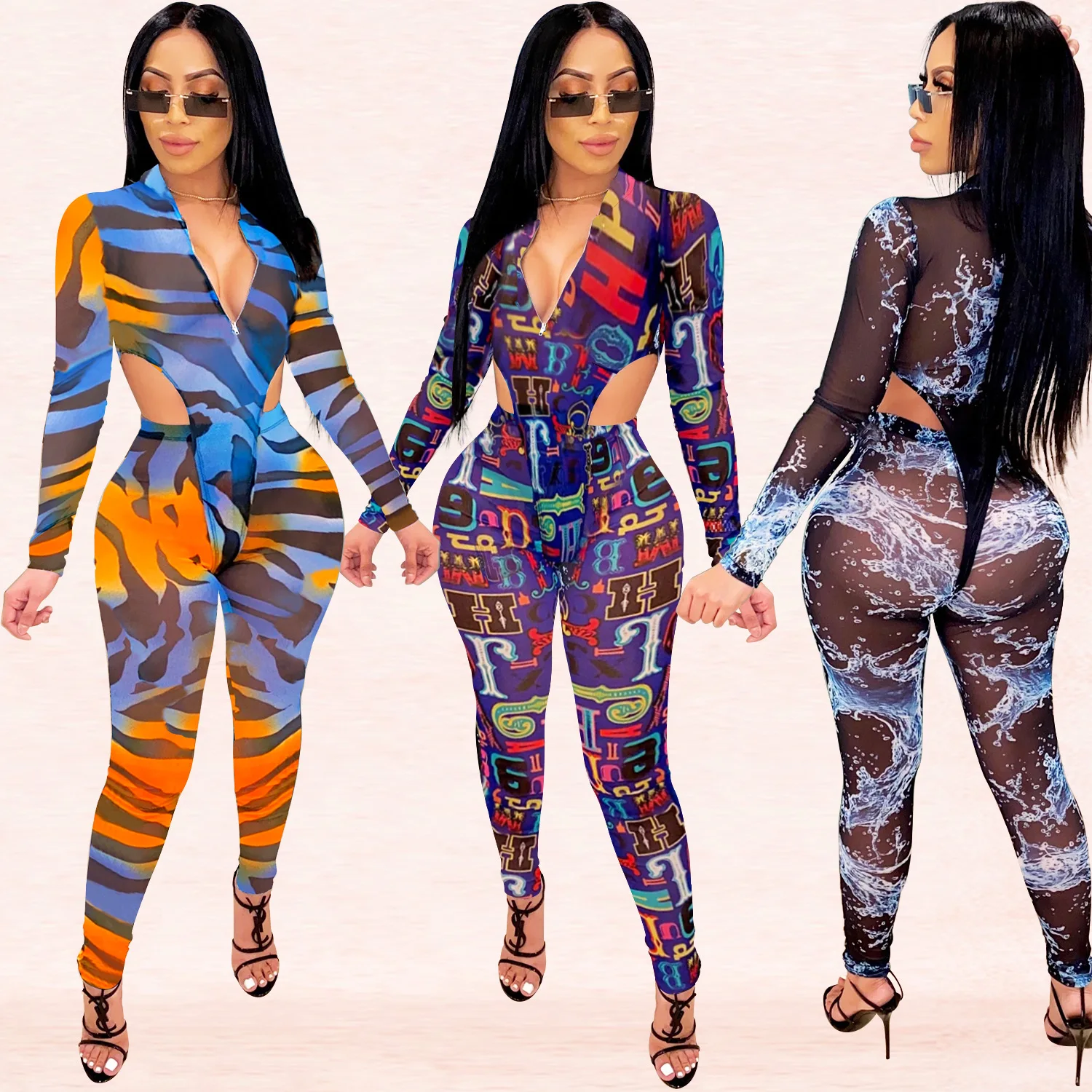 Women Sexy Perspective Mesh Bodysuit 