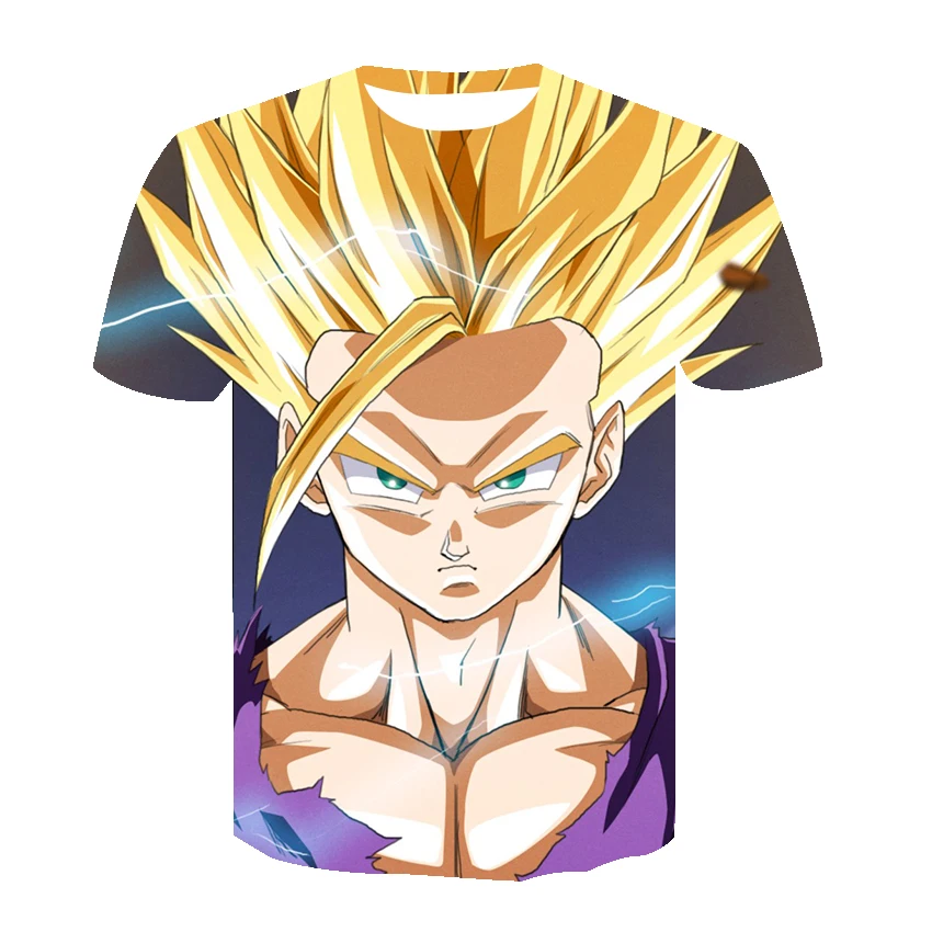 Супер 3D футболка аниме Dragon Ball Z Goku летние модные футболки для мужчин/мальчиков Мастер Роши печати мультфильм футболка плюс размер большой