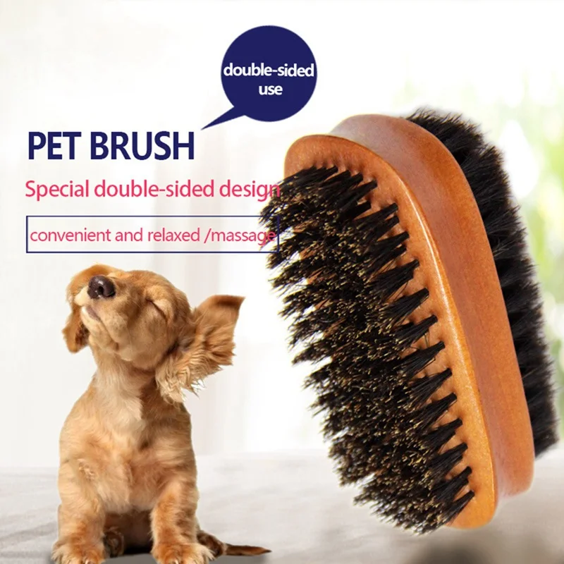 Double Sided Pet Bristle Comb Long Hair Brush Grooming Brush Cleans Pets Shedding& Dirt Massage Bath Brush For Dog