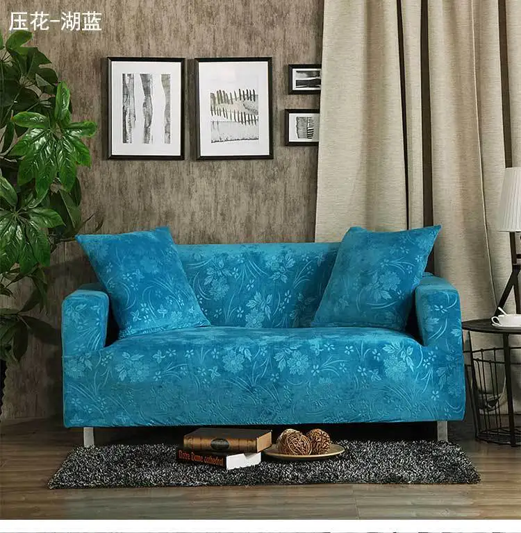 lake blue Двусторонний стеганый диван Чехлы для диванов сплошной цвет полиэстер секционный эластичный стрейч мебель чехол для гостиной - Цвет: lake blue