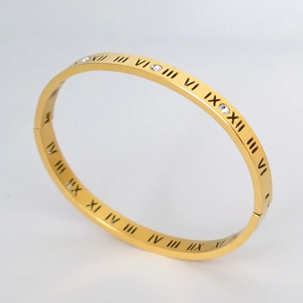 Роскошный хрустальный Pulseira из нержавеющей стали Римский браслет цифры для женских часов одежда аксессуары Модные женские ювелирные изделия - Окраска металла: 6mm-Gold