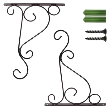 

1 Set Wall Mounted Flower Hanging Shelf Balcony Garden Hanging Basket Holder Household Lantern Hook for Garden Balcony (Black 4P