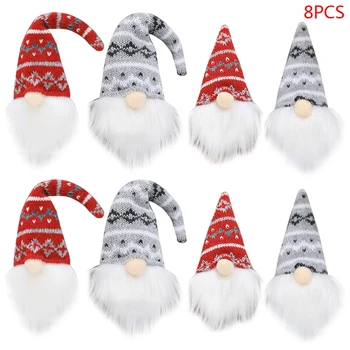 

8pcs Christmas Elf Decorations Swedish Gnome Tomte Santa Doll Toy Hanging Tree