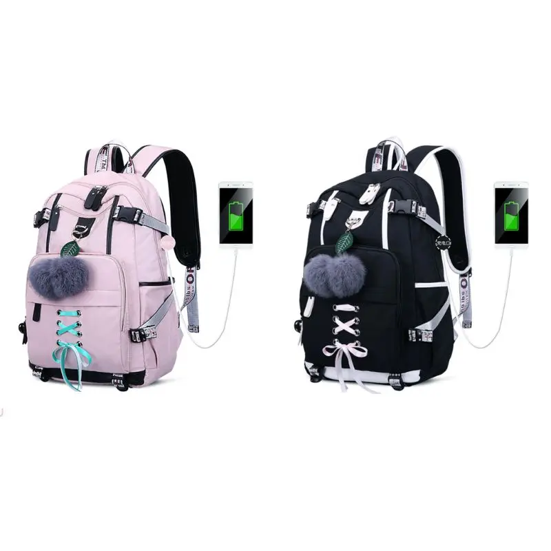 

New Laptop Women Backpack Large Capacity USB Charge Port Computer Daypack Anti-theft School Bag for Teenage Girls