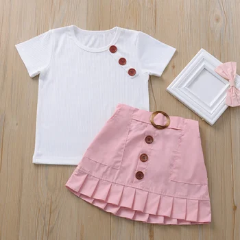 

2020 Summer Toddler Kids Baby Girls Clothes Sets Baby Short Sleeve T-shirt + Skirt Two-piece Suit Cute