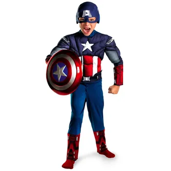 

Hot Sell Muscle Captain America Cosplay Costume for Boys Kids Superhero Role Play Halloween Party Costumes Super Hero Cosplay