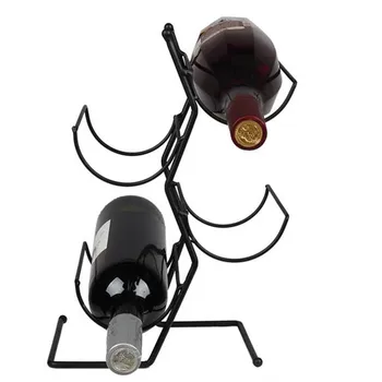 

4 Bottles Wine Rack Shelf Organizer Storage Stand Holders Black Metal Display Cabinet for Tabletop or Countertop Holiday Gift