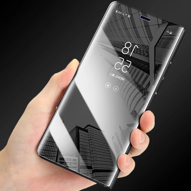 

Mirror View Smart Flip Cases For Samsung Galaxy A7 2018 A8 A9 A6 J4 J6 S8 S9 Plus J8 A600 J2 Core A5 J3 J5 J7 Neo S7 Edge Cover