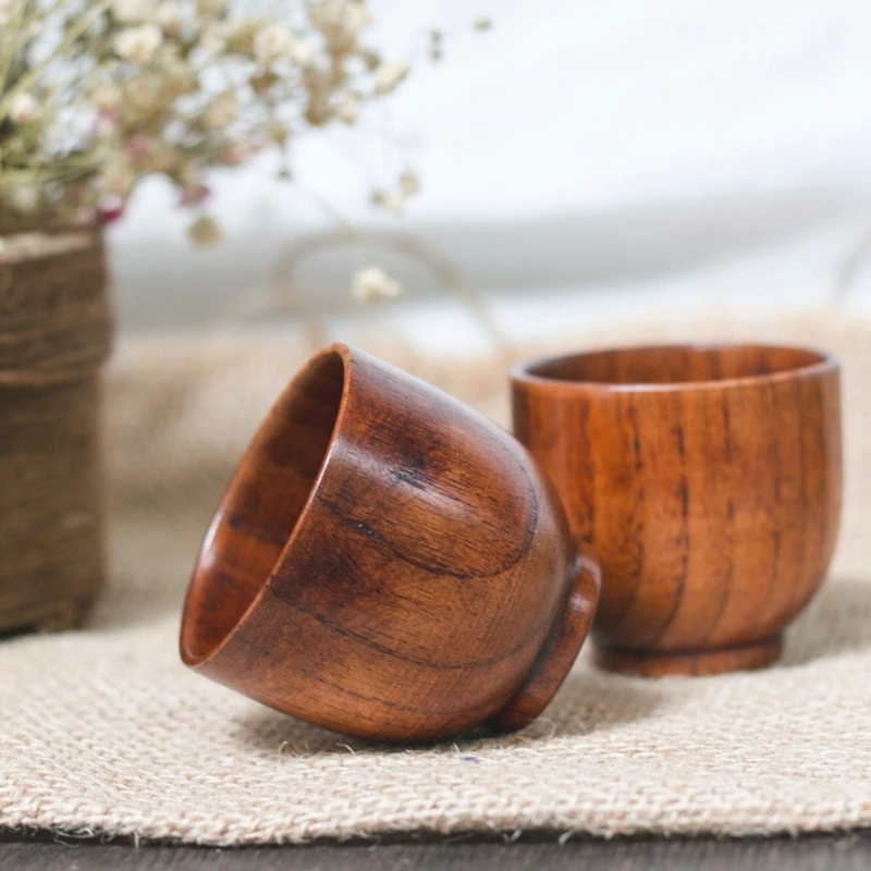 Handmade Natural Solid Wood Tea Cup Wooden Wine Coffee Water Drinking Mug 