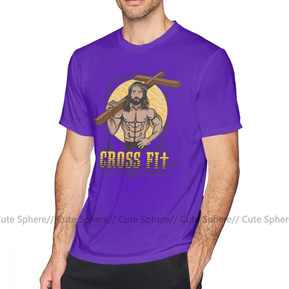 Христианская футболка Jesus CrossFit, футболка с коротким рукавом, Мужская футболка, модный принт, потрясающая хлопковая ХХХ футболка - Цвет: Purple
