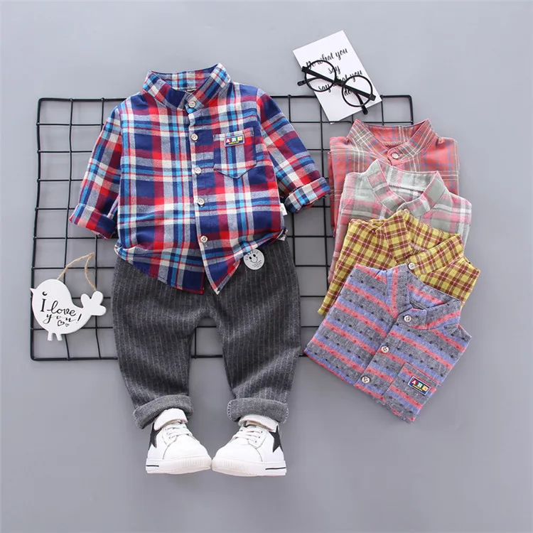 Spring Baby Boys Clothing Infant Gentleman Tie Shirt Pants 2Pcs/Sets Kids Clothess Cotton Children Leisure Suits 1 2 3 4 YEARS