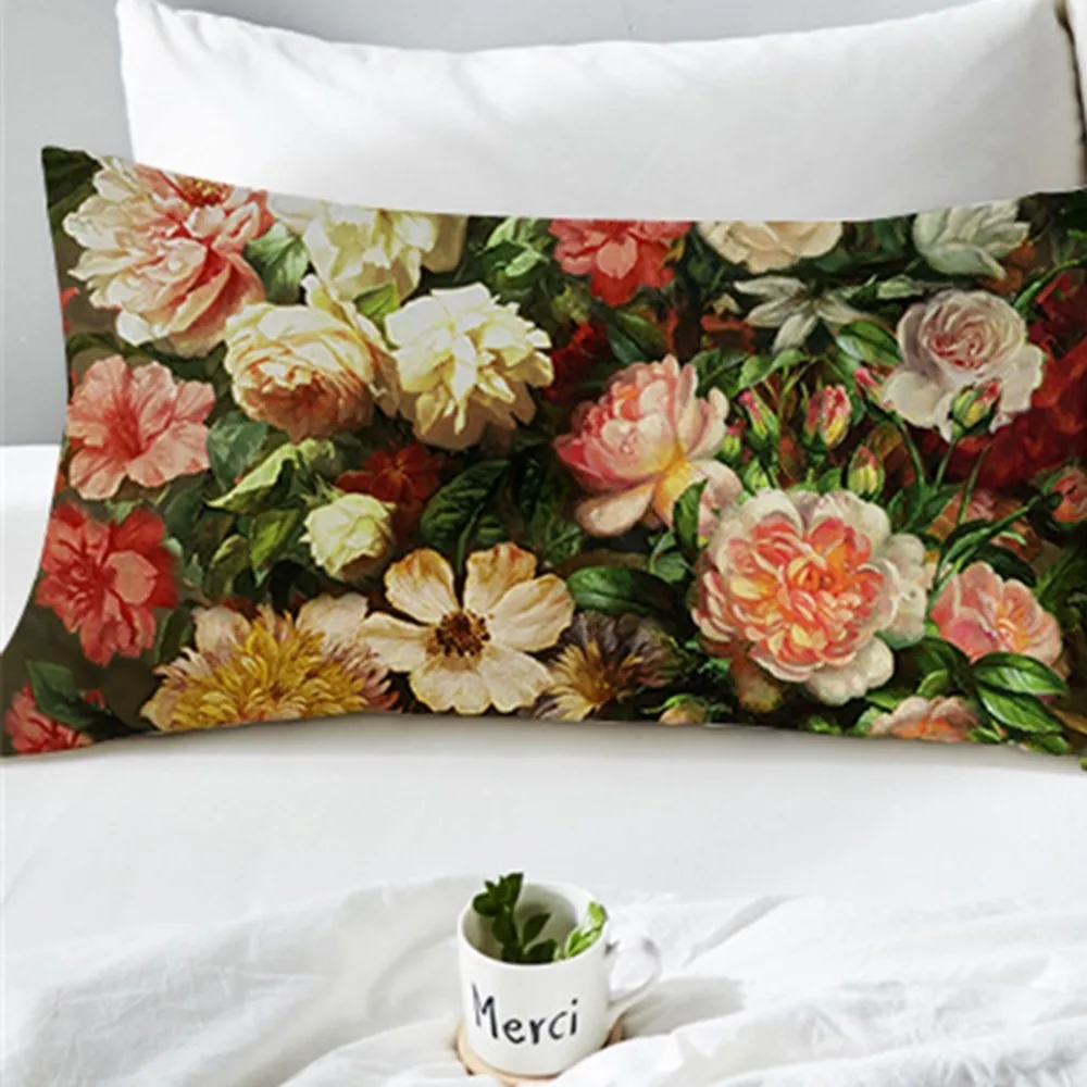 2PCS Flower Pillow Covers Decorative Pillowcase New Oil Painting Flower Succulent Plants Pillow Case Covers Kussen Hoesjes
