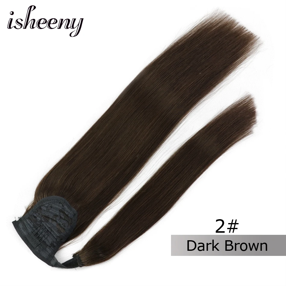 #2 Isheeny Человеческие волосы Remy конский хвост для наращивания 1" 18" 2" человеческие волосы для наращивания на заколках - Цвет: #2