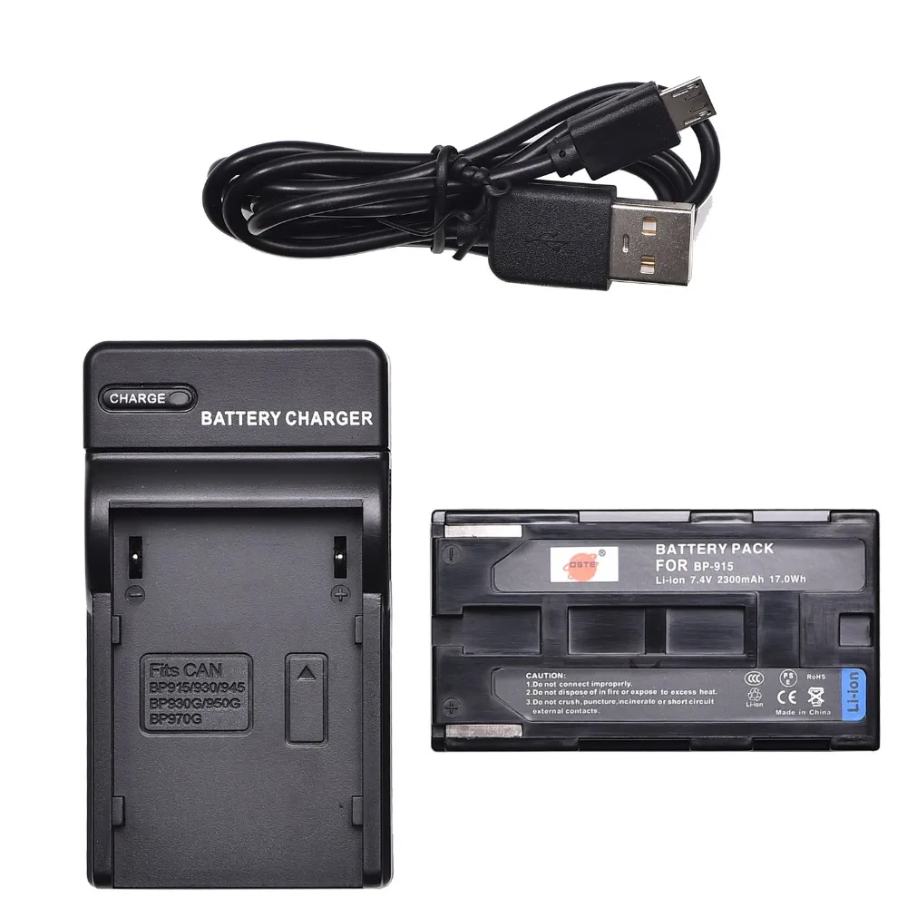 1Battery 1USBCharger 2 шт. 2300 мАч 7,4 V DSTE BP-915 911 914-M Батарея Зарядное устройство для Canon C2 DM-MV1 MV10 E1 E2 E30 ES-410V 4000 MV10 UCV10 UCV100 XM1 - Цвет: 1Battery 1USBCharger