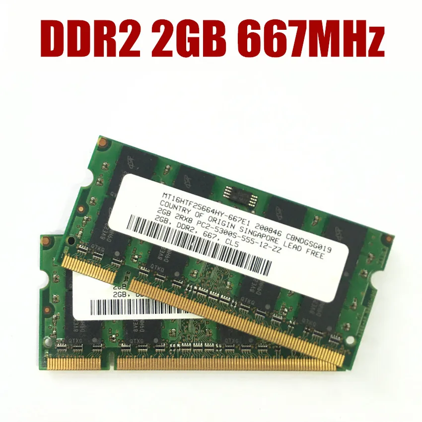 Memoria RAM DDR2 1 x 2 GB, PC2 4200S, 533/ MHz, SO-DIMM, Samsung, Hynix o Micron Samsung