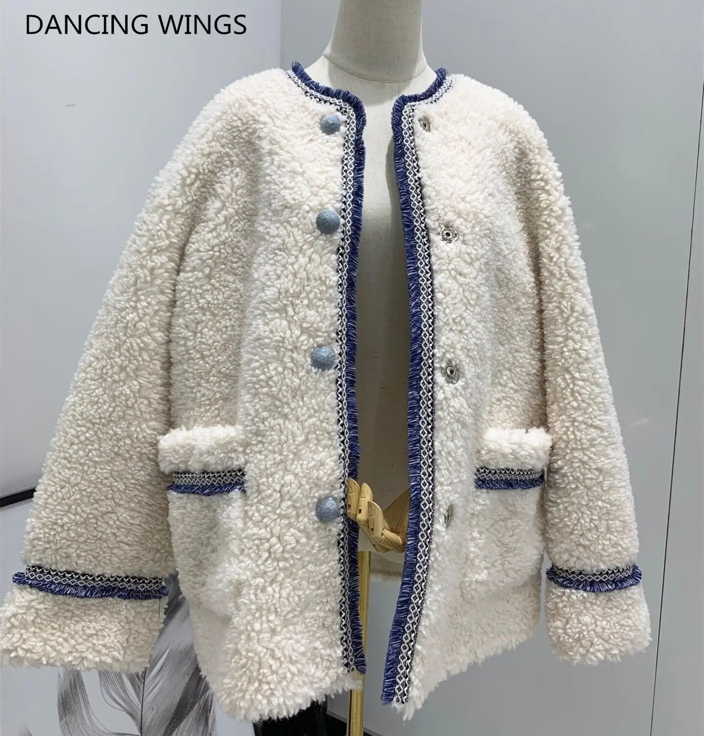 

Autumn winter sheep shearing jacket Small fragrance women real wool fur coat