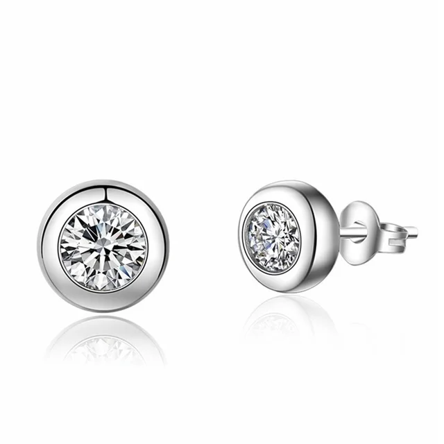 925 Sterling Silver Earrings Stud for Women Solid Silver Jewelry Earrings Bling CZ Zircon Stone Stud Brincos Bridal Wedding 1