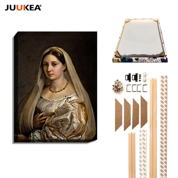 

Woman with a Veil La Donna Velata by Raphael Renaissance Canvas Painting Print Natural Wood DIY frame home decor Free shipping