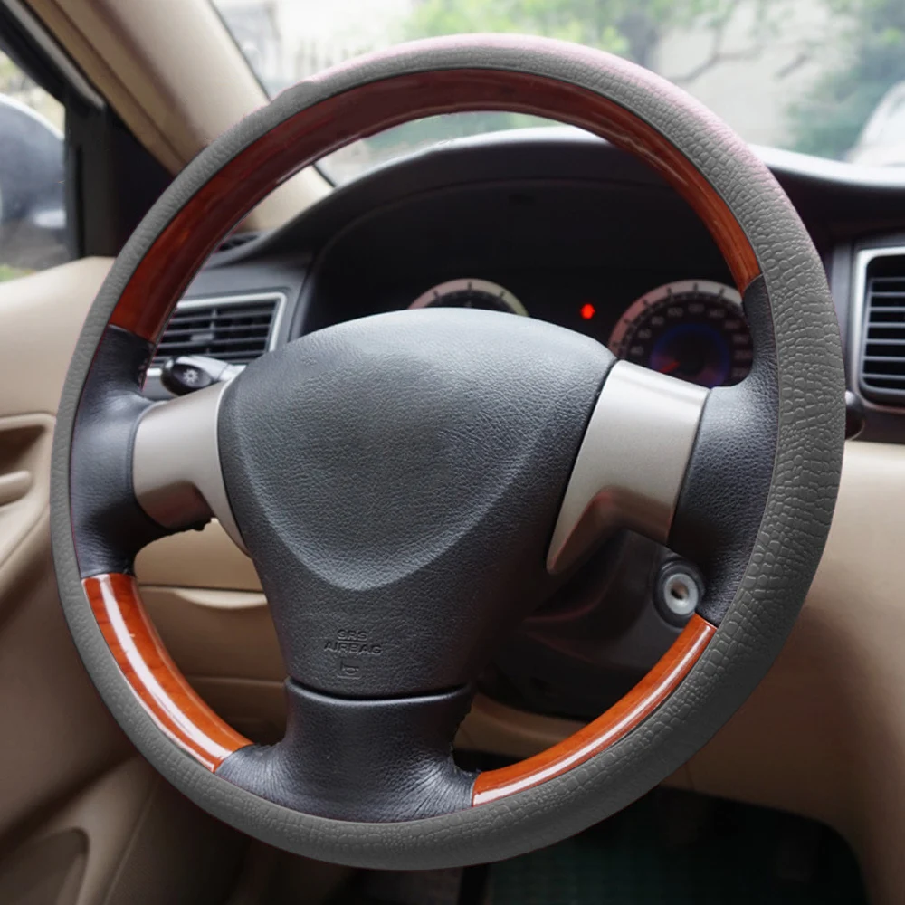 FORAUTO чехол рулевого колеса автомобиля силиконовые рулевые крышки противоскользящие диаметр 36-40 см автомобиль-Стайлинг авто аксессуары универсальные - Название цвета: Серый