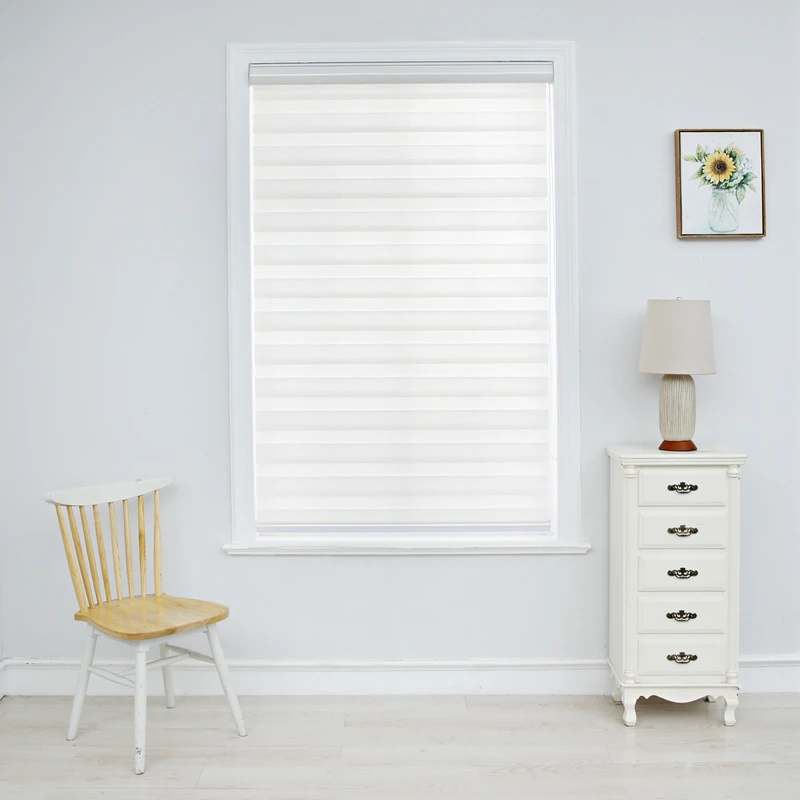 Best Offers Zebra Blinds Horizontal Window Shade Double layer Roller Blinds Window Custom Cut to Size Beige Color Curtains for Living Room