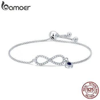 

BAMOER Trendy 925 Sterling Silver Luminous CZ Infinity Bracelets for Women Fashion Bracelet Jewelry Making Gift SCB087