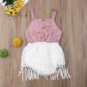 

Baby Girls Clothes Newborn Summer Lace Tassel Romper Tassel Jumpsuit Outfits Baby Clothing AA