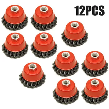 

12PCS Wire Wheel 3inch 75mm M14 Angle Grinder Removing Paint Cup Brush