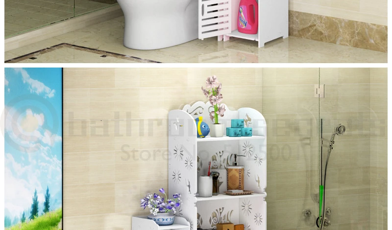 Creative Toilet Toilet Storage Rack Floor Toilet Waterproof Multi-storey Bathroom Storage Rack Hole-free Lockers Bathroom Stuff