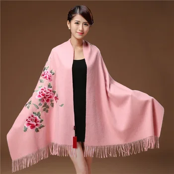 

Winter Shawls Women Artificial cashmere Tassel Scarves Flowers Embroidery Long шумоглушитель Soft Wraps Warm Female шаль