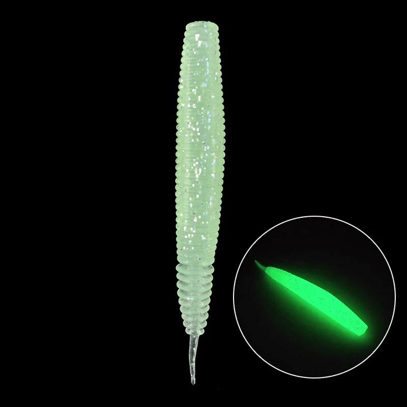 Мульти соединенный хвост мягкие рыболовные приманки 20 шт./компл. 9 см 6,4 г Светящиеся Snakehead мягкие приманки ПВХ червь искусственная приманка с пазами