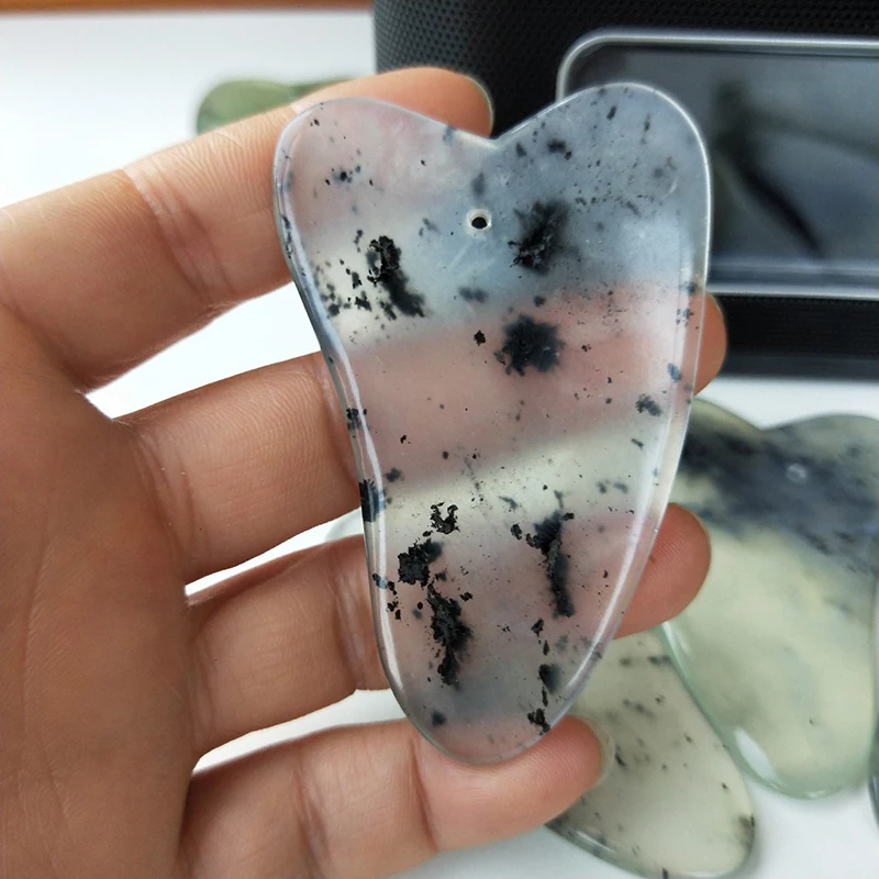 Gua Sha Board Scraper Natural Xiuyan Ink Jade Holographic Massage Tablet  Face Eye Meridian Scraping Board Guasha Massage Tool