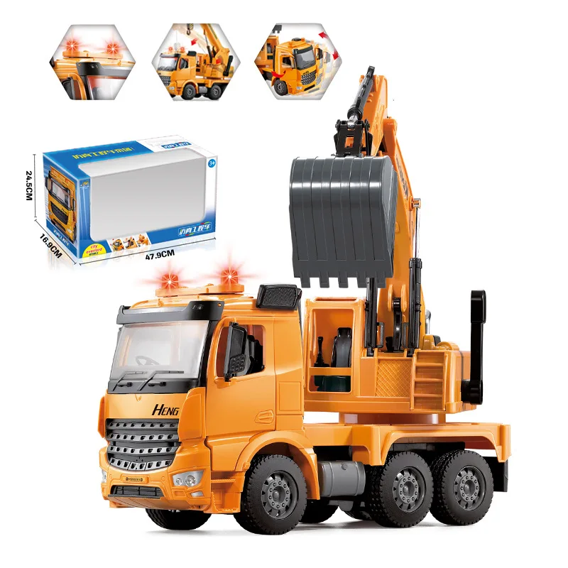 

H2215 Large Size Light And Sound Loading Excavator Engineering Vehicle Excavator Children Toy Car Model