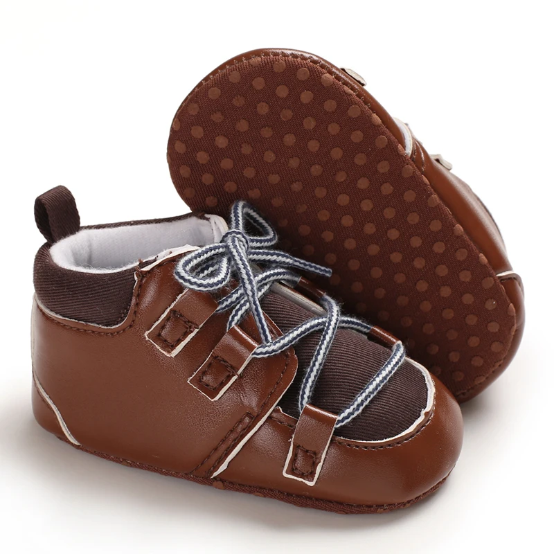 Брендовая детская обувь; Весенняя повседневная обувь из искусственной кожи с кружевом для маленьких мальчиков; Модная хлопковая обувь для маленьких джентльменов 0-18 месяцев