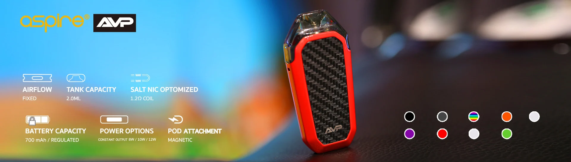 Aspire AVP AIO комплект 700 мАч встроенный аккумулятор Vape 2 мл емкость Pod 1,2 Ом нихромовая катушка электронная сигарета Vapeador Vaper