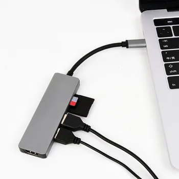 

5 in 1 USB Type-C HUB Converters Classic Colors Simple Enduring Aluminum Alloy 4K HDMI USB3.0 TF Card Reader