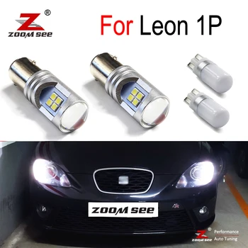 

4pcs Canbus White LED Parking Position Side bulb + Day driving Daytime Running light DRL for Seat Leon 2 MK2 1P 1P1 (05-12)