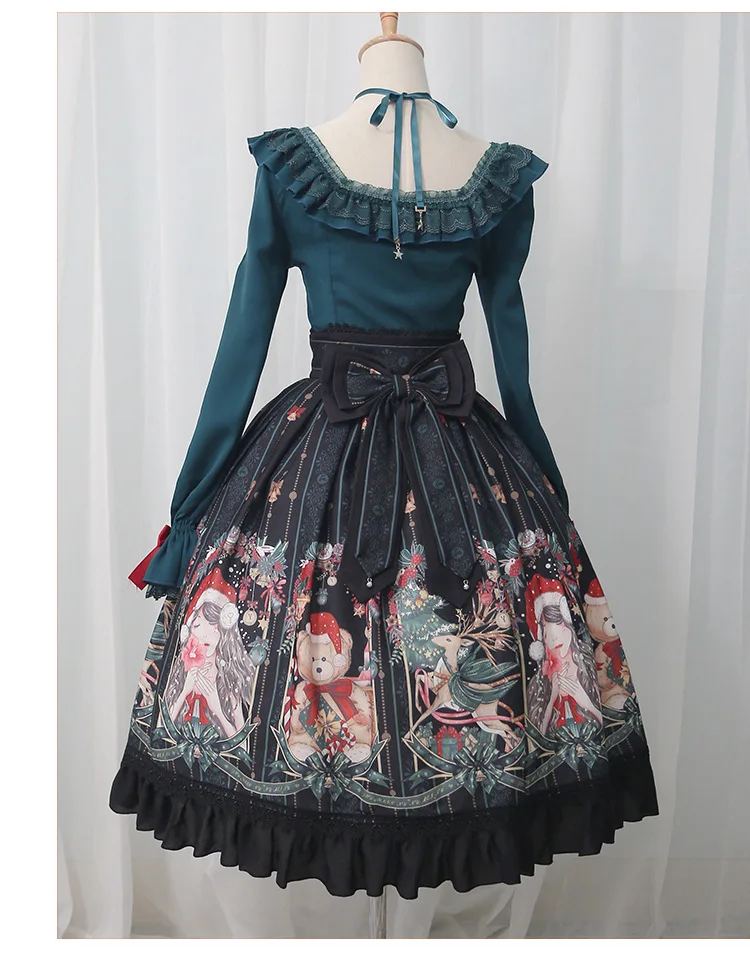 Готическая Милая юбка в стиле Лолиты, винтажная юбка с оборками и бантом, милый кардиган с принтом, юбка в викторианском стиле, kawaii, готическая юбка в стиле Лолиты sk cos