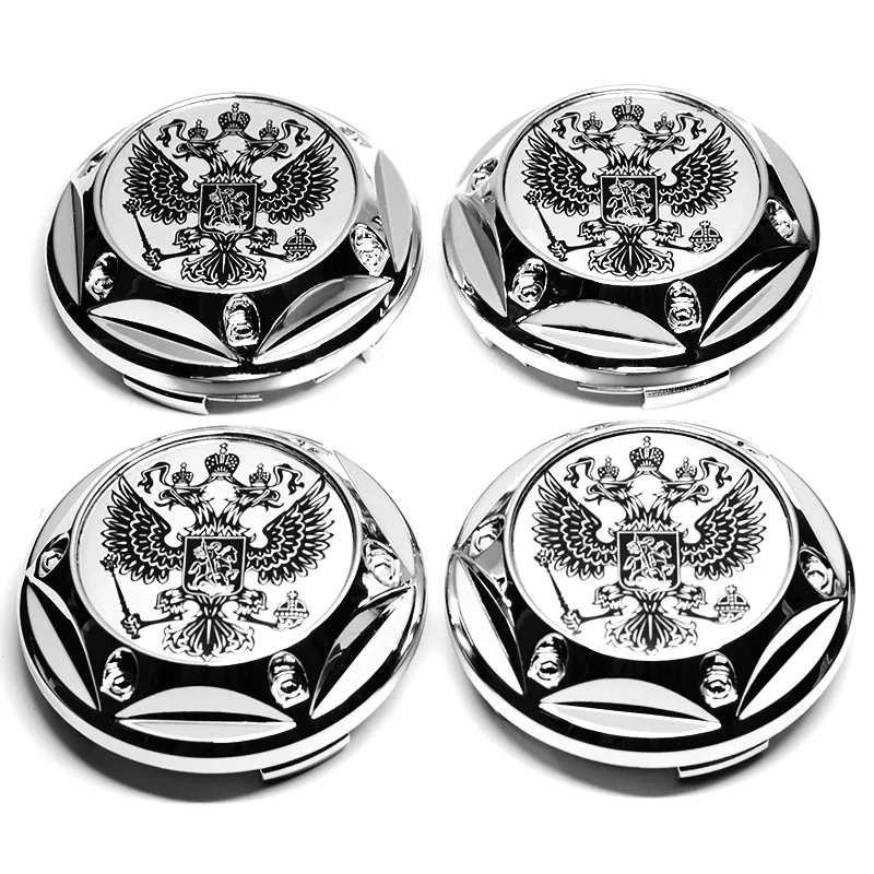 4Pcs Car Wheel Hub Caps Styling Coat of Arms of Russia Eagle Emblem Rim Decorating